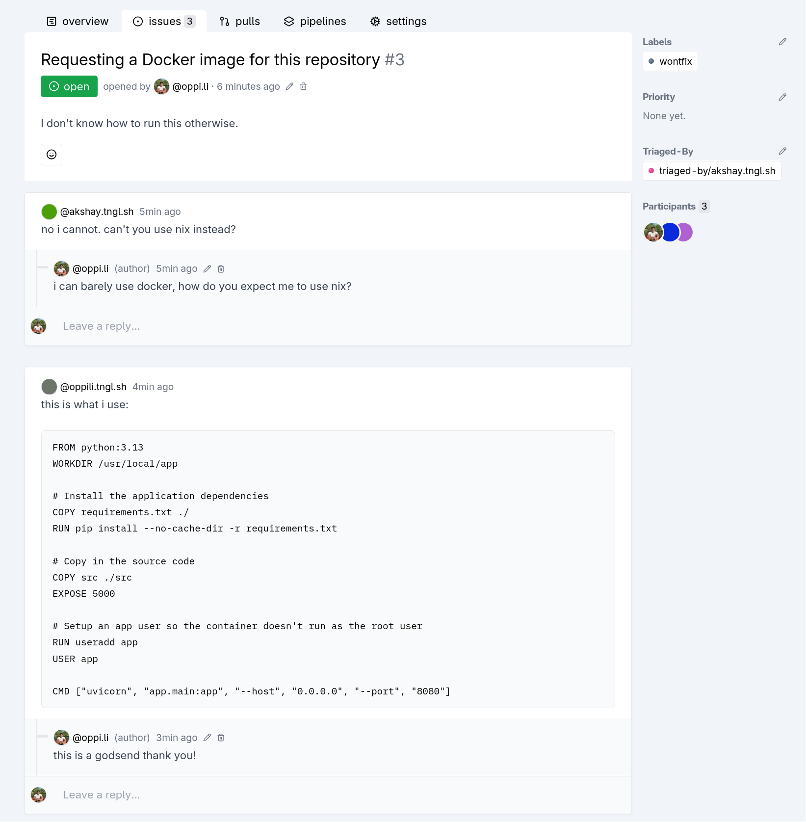 issue thread