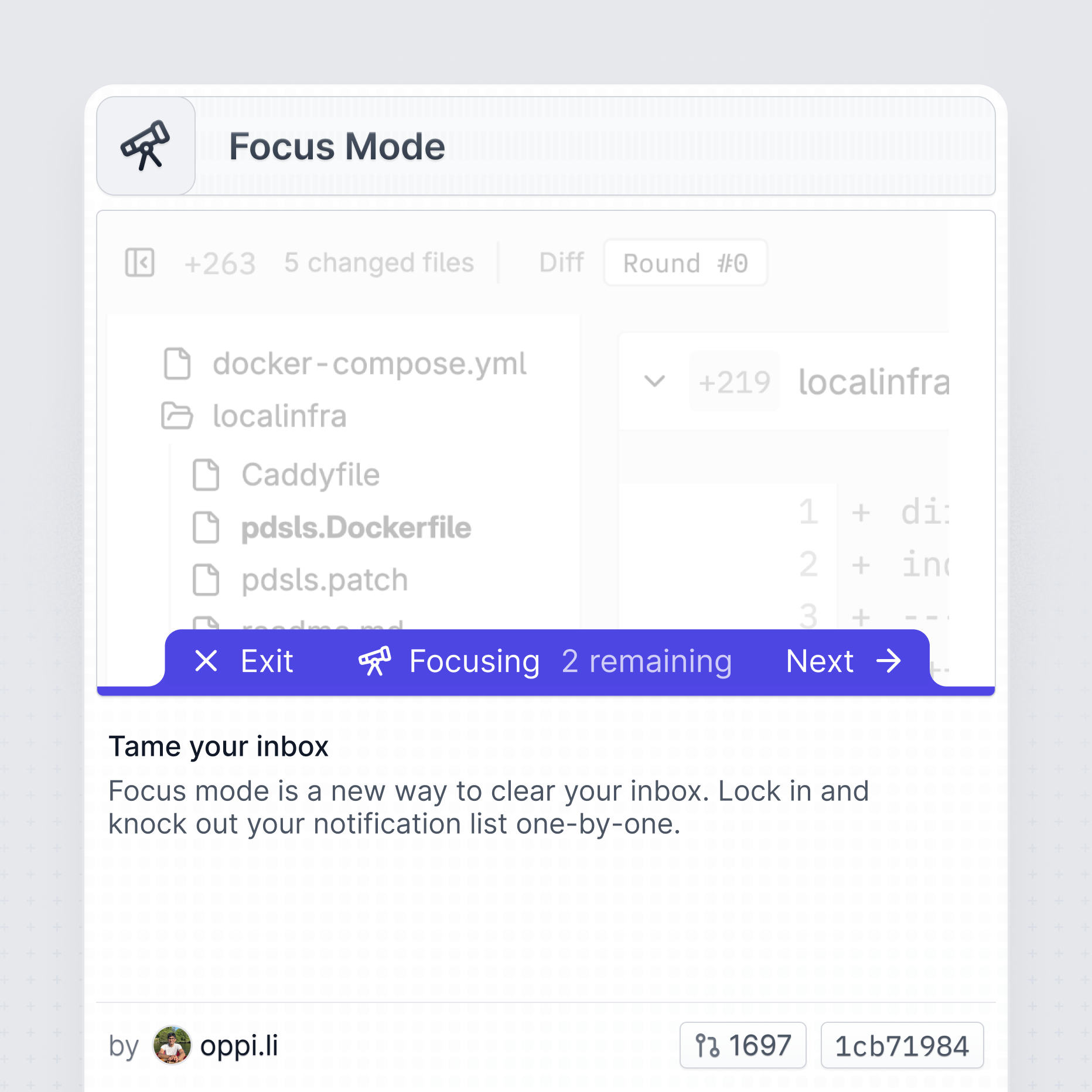 Focus Mode feature
card